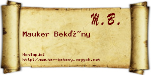 Mauker Bekény névjegykártya